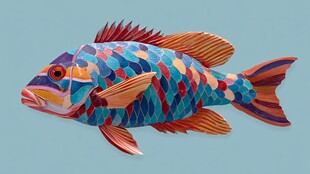 彩色斑斓的艺术风观赏鱼