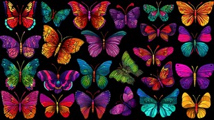 缤纷多彩蝴蝶集合图案