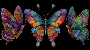 梦幻多彩蝴蝶艺术画作