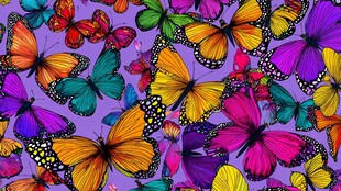 多彩蝴蝶构成梦幻图案