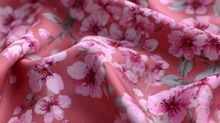 粉色花卉图案柔软布料