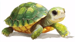 可爱绿海龟插画