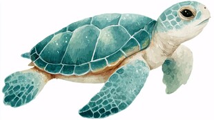 水彩风可爱小海龟插画