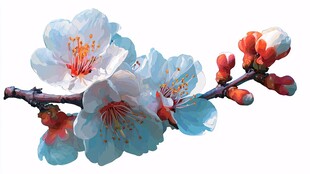 枝头绽放的美丽杏花