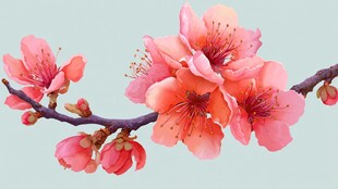 粉嫩桃花枝 娇艳绽芳华