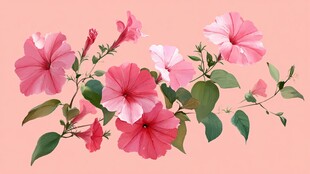 粉色牵牛花插画