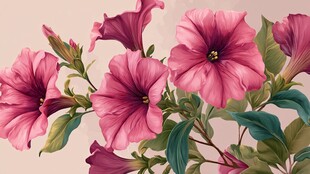 粉色矮牵牛花卉插画