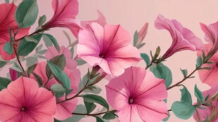 粉色牵牛花的清新花卉图