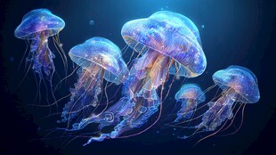 梦幻水母在深海中悠然游动