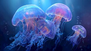 梦幻水母在深海中悠游