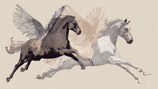 双飞翼骏马奔腾艺术图