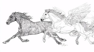 双马奔腾 一匹凡马一匹天马