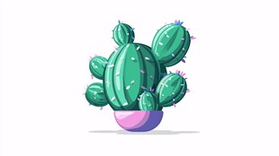 可爱仙人掌盆栽插画