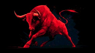 红色勇猛公牛动态形象