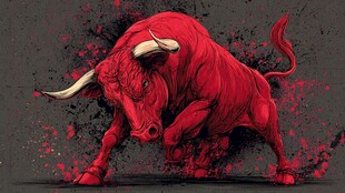 红色公牛插画 力量感十足