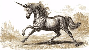 奔跑的独角兽复古插画