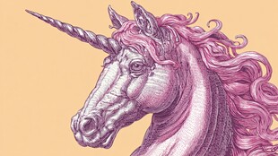 梦幻粉色独角兽头部特写