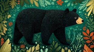 森林中的漫步黑熊