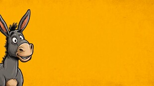 俏皮小毛驴 黄色背景图