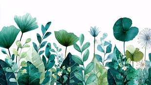 清新绿植花卉边框图案