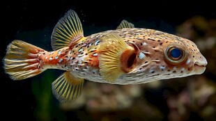 斑点河豚水中悠游