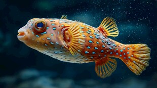 斑斓刺豚悠游深海