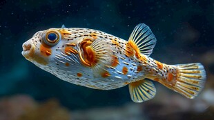 斑点河豚水中悠游