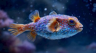 多彩河豚畅游梦幻海底世界