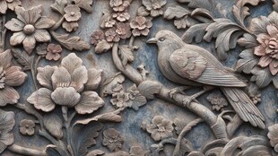 花鸟木雕艺术精美图案