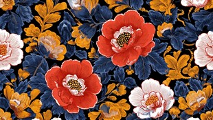 复古花卉图案 绚丽色彩