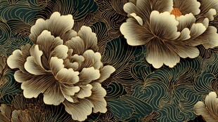 中式牡丹花纹饰精美图案