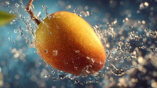 芒果入水溅起晶莹水花