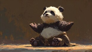 可爱熊猫坐姿乖巧萌态足