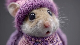 戴帽萌鼠的可爱瞬间