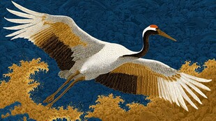 丹顶鹤展翅翱翔于天际