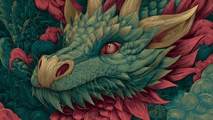 奇幻龙首插画 色彩绚丽