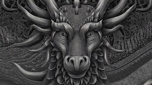 神秘龙首浮雕艺术图案