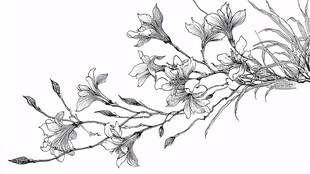 花卉线描图 优雅植物轮廓