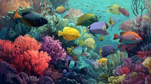 缤纷海底世界的多彩鱼群