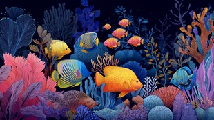 梦幻海底世界多彩鱼群