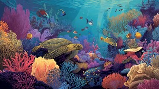 梦幻海底世界海龟畅游