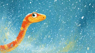 雪中的橙色卡通蛇