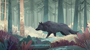 森林中独行的黑狼