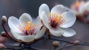 洁白素雅的绽放花朵