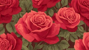 红玫瑰花卉图案背景图