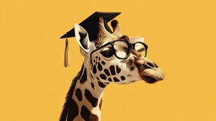 戴学士帽的长颈鹿形象