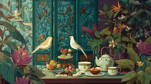 中式花鸟茶景 雅致风情