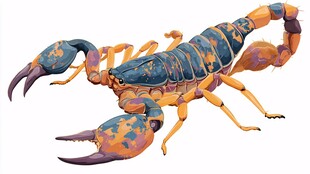 色彩斑斓的奇幻蝎子插画