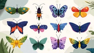 多彩蝴蝶与甲虫插画集