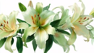 清新淡雅百合花插画